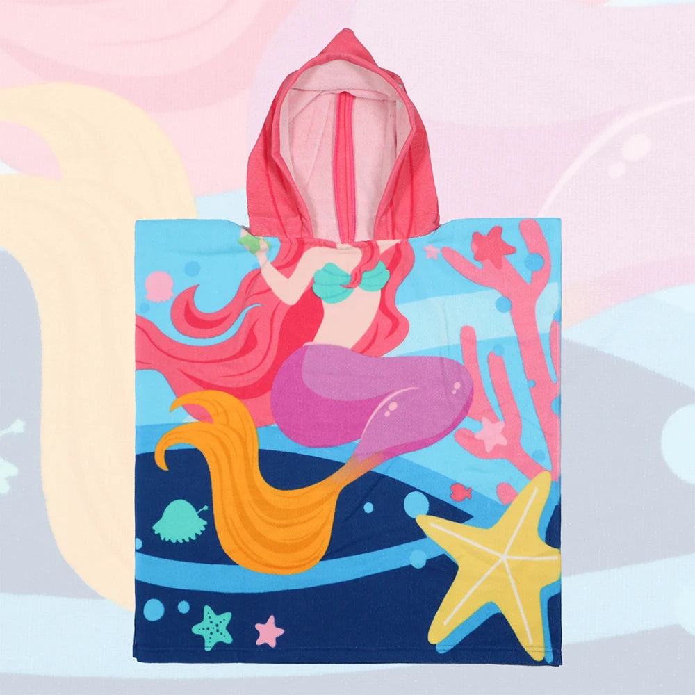 Poncho serviette cartoon de plage pour enfant déguisement