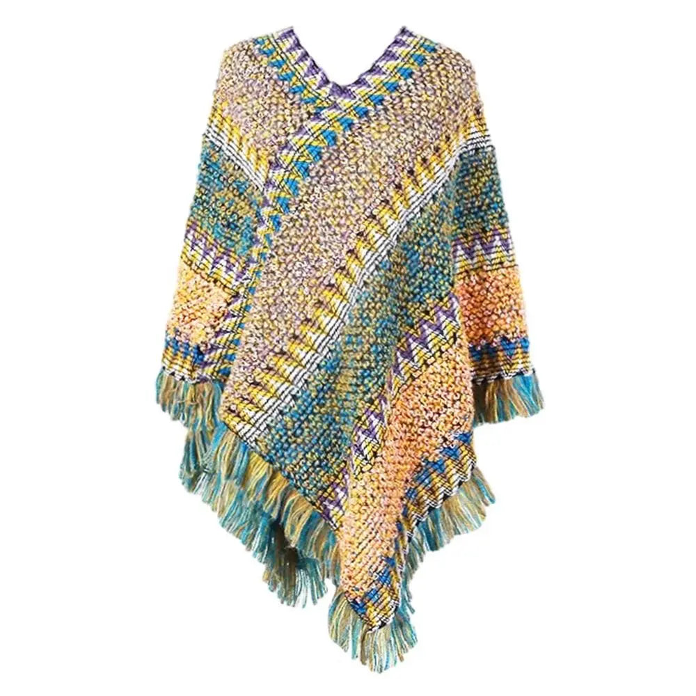 Poncho pour femme style tricot & boho