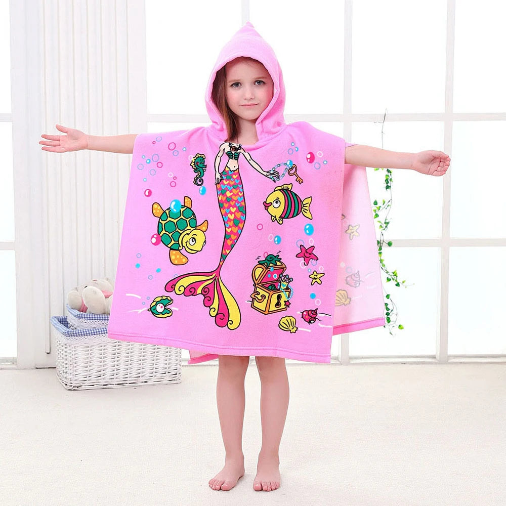 Poncho serviette cartoon de plage pour enfant déguisement
