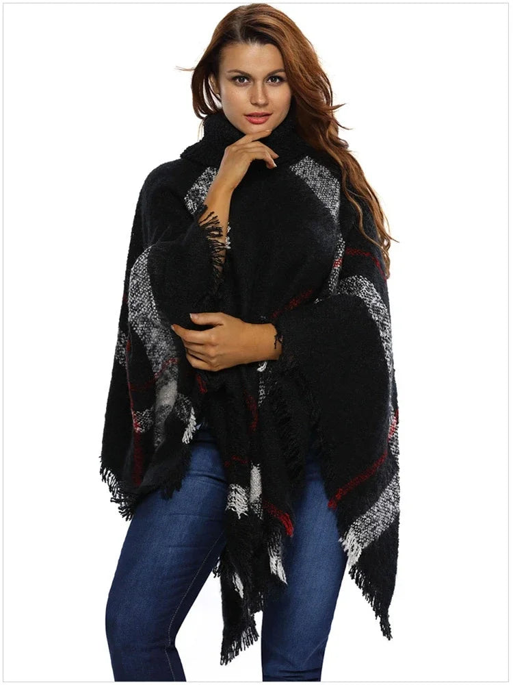Poncho pour femme d'hiver style luxe en laine et acrylic