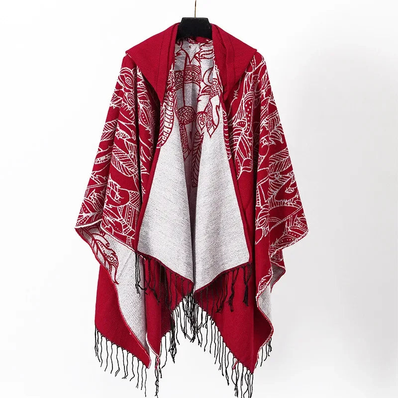 Poncho homme boho à capuche