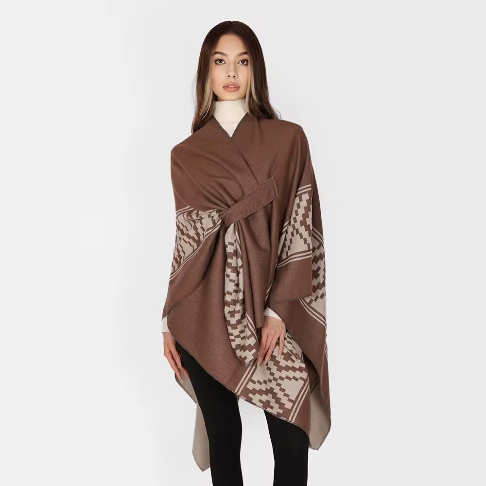 Poncho femme Bohème Long en coton et polyester