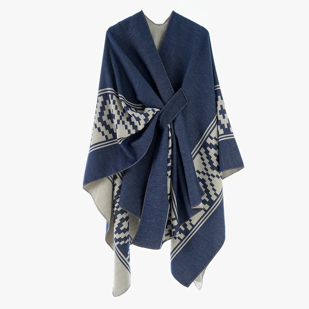 Poncho femme Bohème Long en coton et polyester