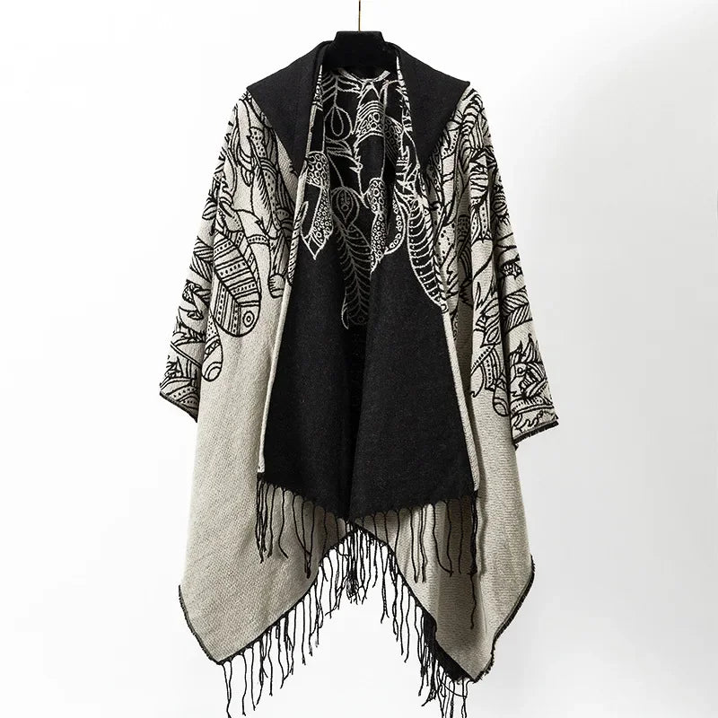 Poncho homme boho à capuche