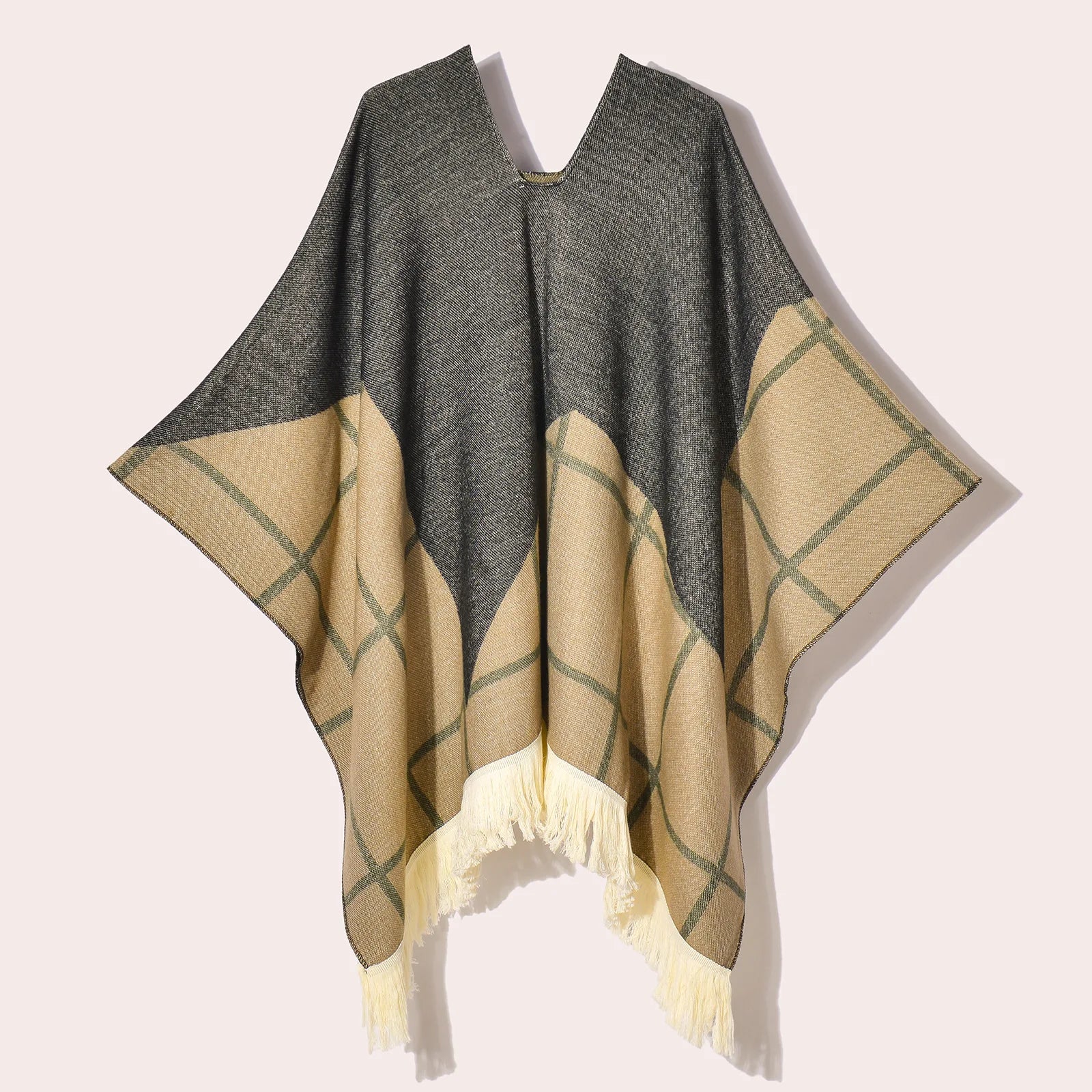 Poncho pour femme chaud style peruvien bi-ton