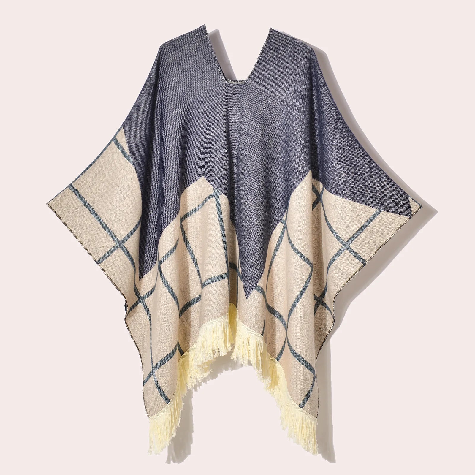 Poncho pour femme chaud style peruvien bi-ton