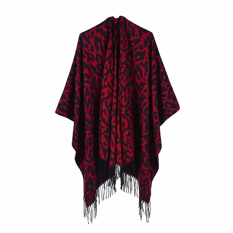 Poncho femme d'hiver léopard