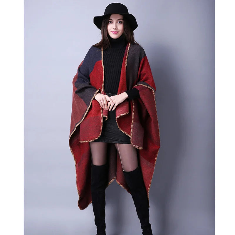 Poncho femme d'hiver multicolore