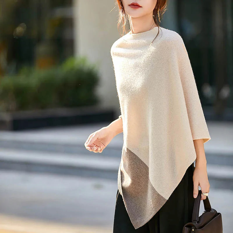 Poncho pour femme en Laine Mérinos véritable