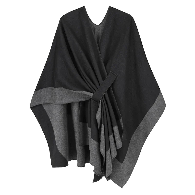 Poncho pour femme style luxueux bi-ton