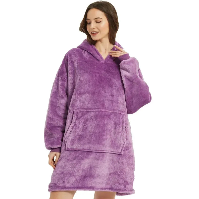 Poncho polaire chaud en microfibre pour femme et homme simple