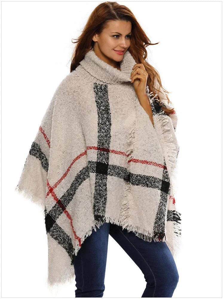 Poncho pour femme d'hiver style luxe en laine et acrylic