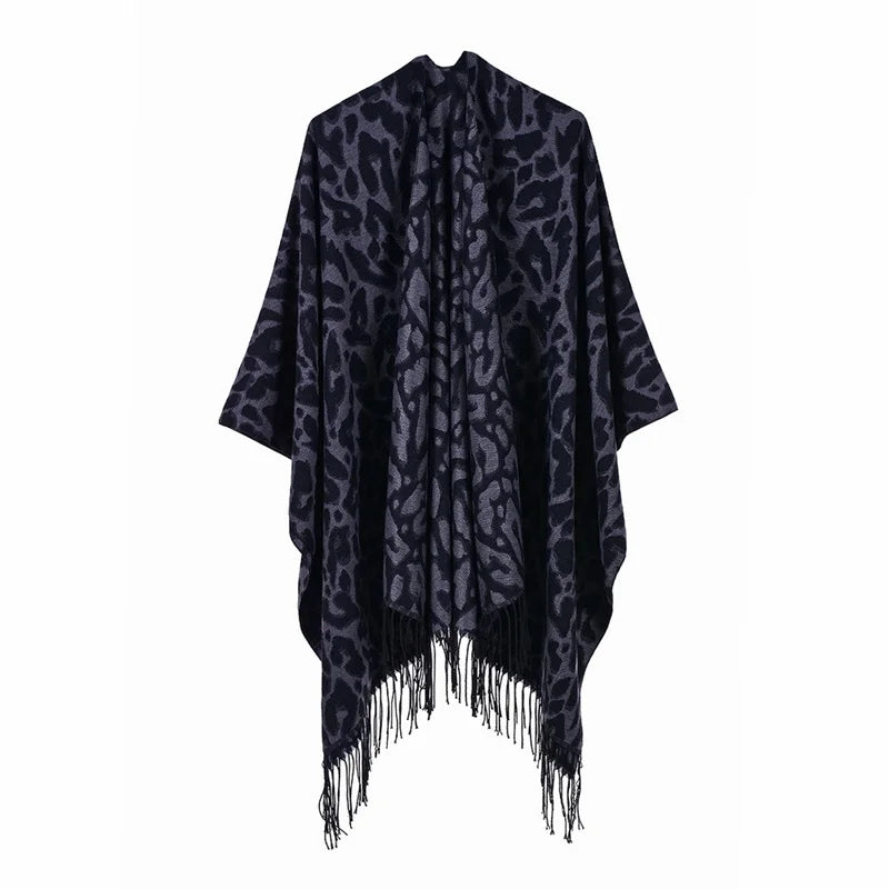 Poncho femme d'hiver léopard