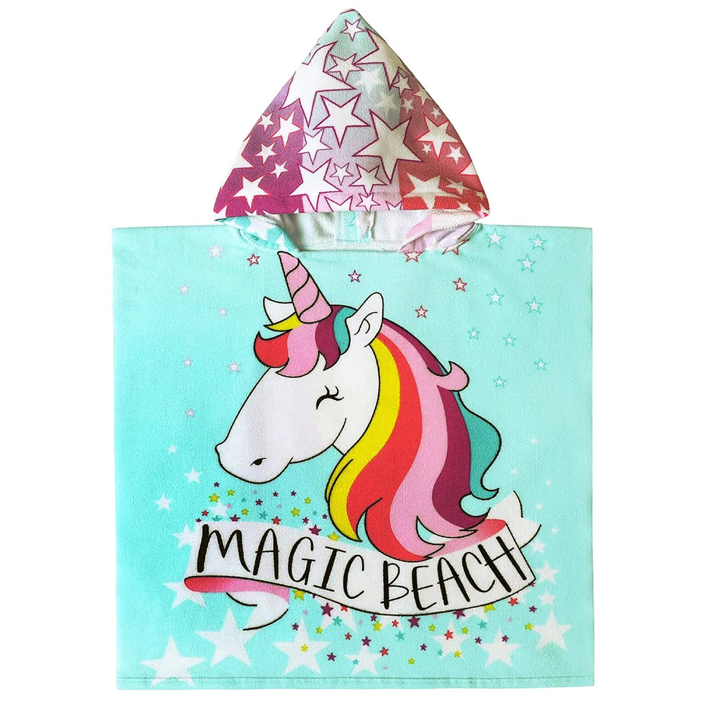 Poncho serviette cartoon de piscine pour enfant