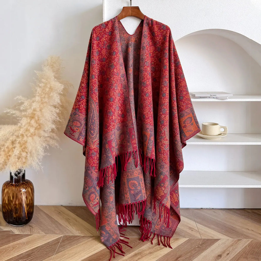 Poncho pour femme d'hiver long boho chic