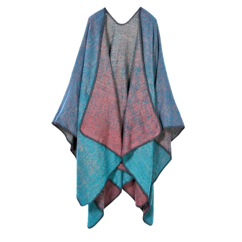 Poncho-châle femme d'hiver dégradé