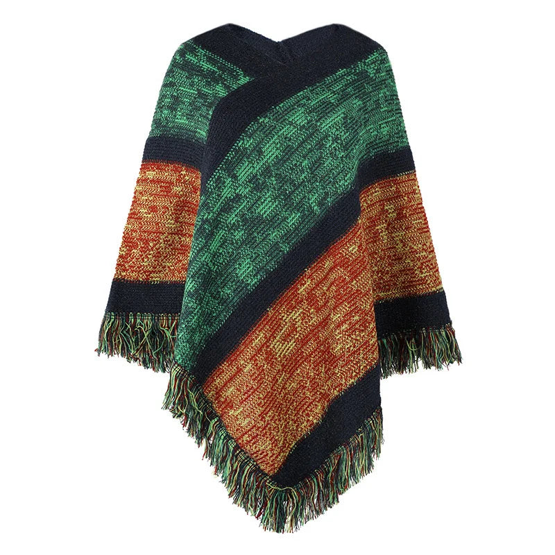 Poncho femme arc-en-ciel boho