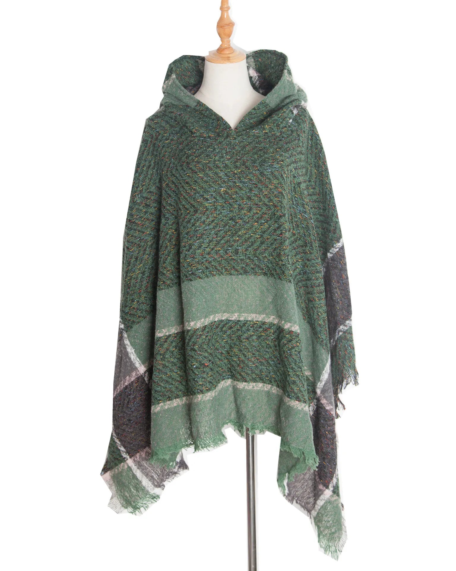 Poncho femme hiver à capuche