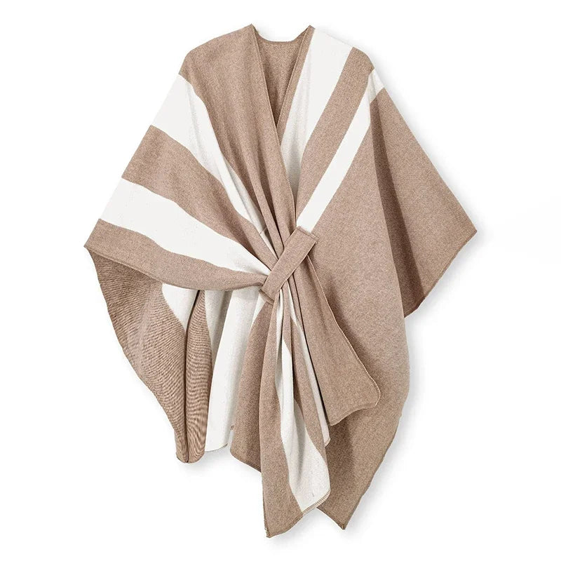 Poncho pour femme style luxueux rayé