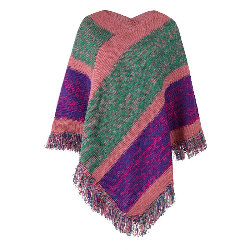 Poncho femme arc-en-ciel boho