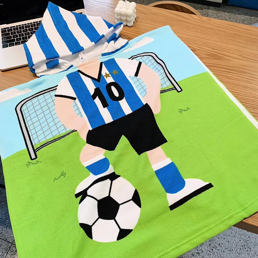 Poncho serviette cartoon de plage pour enfant