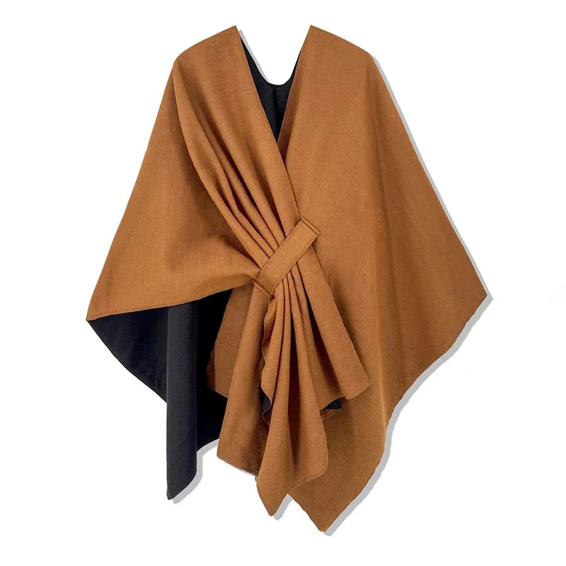 Poncho pour femme style luxueux réversible