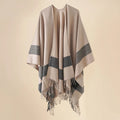 Poncho femme rayé