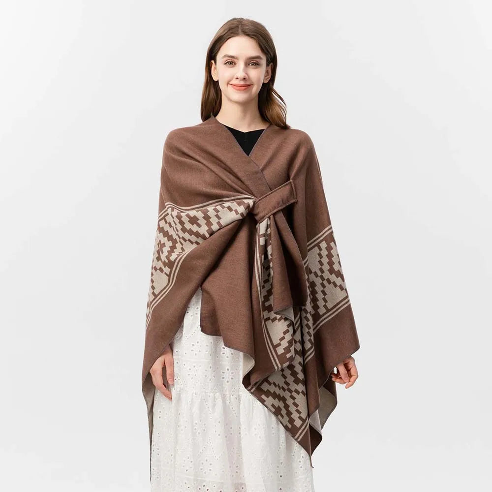 Poncho femme Bohème Long en coton et polyester