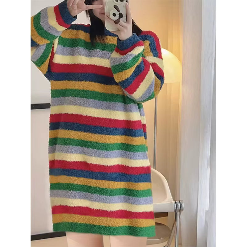 Poncho polaire rayé pour femme