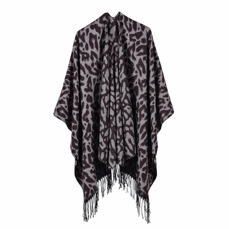 Poncho femme d'hiver léopard