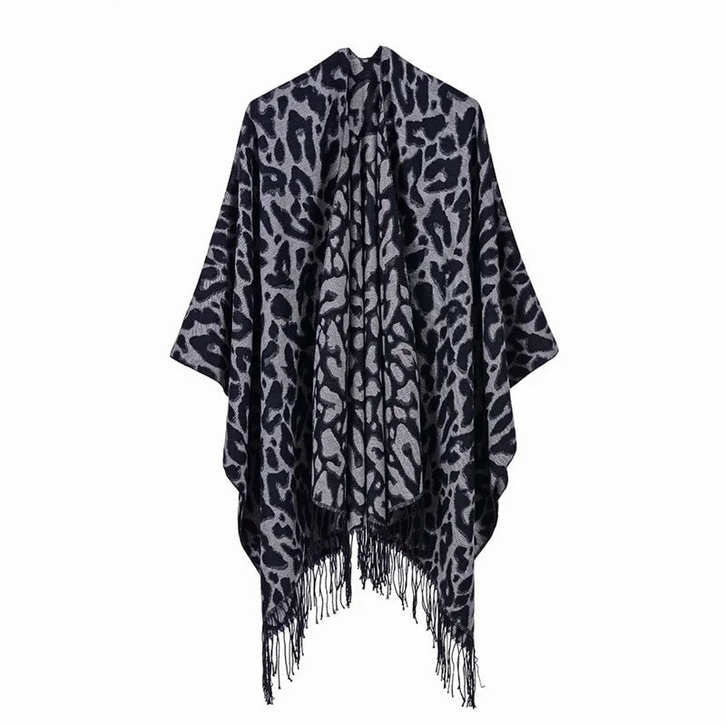 Poncho femme d'hiver léopard