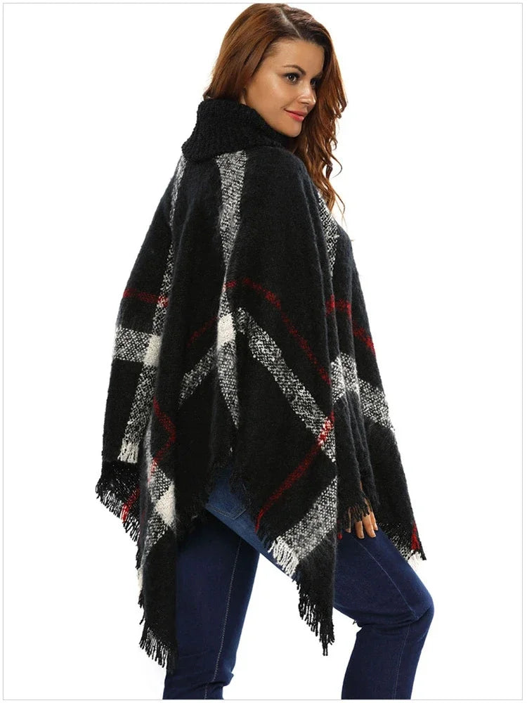 Poncho pour femme d'hiver style luxe en laine et acrylic