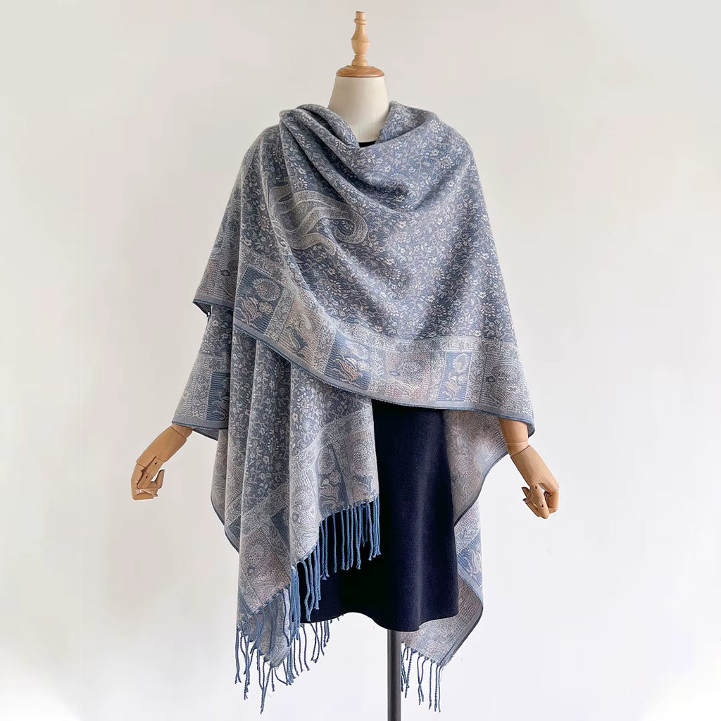 Poncho pour femme d'hiver long boho chic