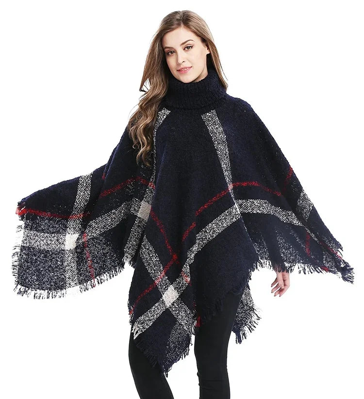 Poncho pour femme d'hiver style luxe en laine et acrylic