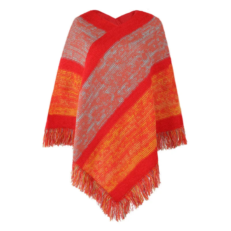 Poncho femme arc-en-ciel boho