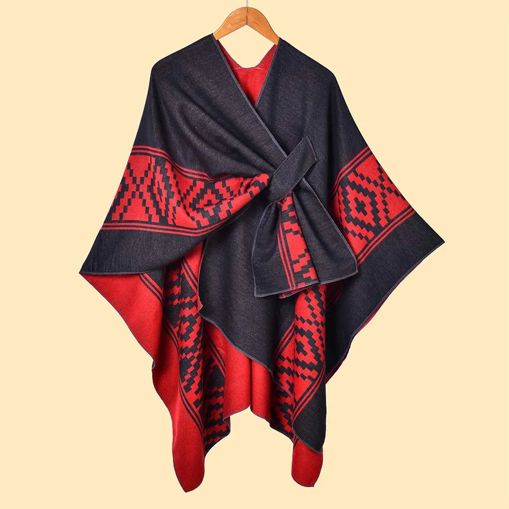 Poncho femme Bohème Long en coton et polyester