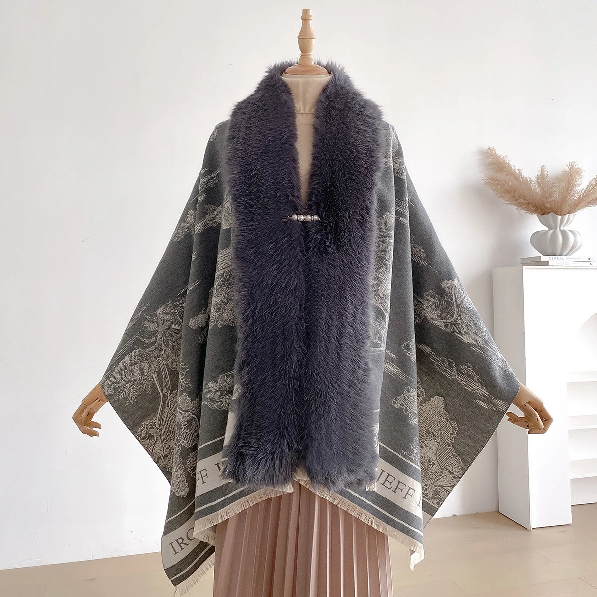 Poncho pour femme épais long chic