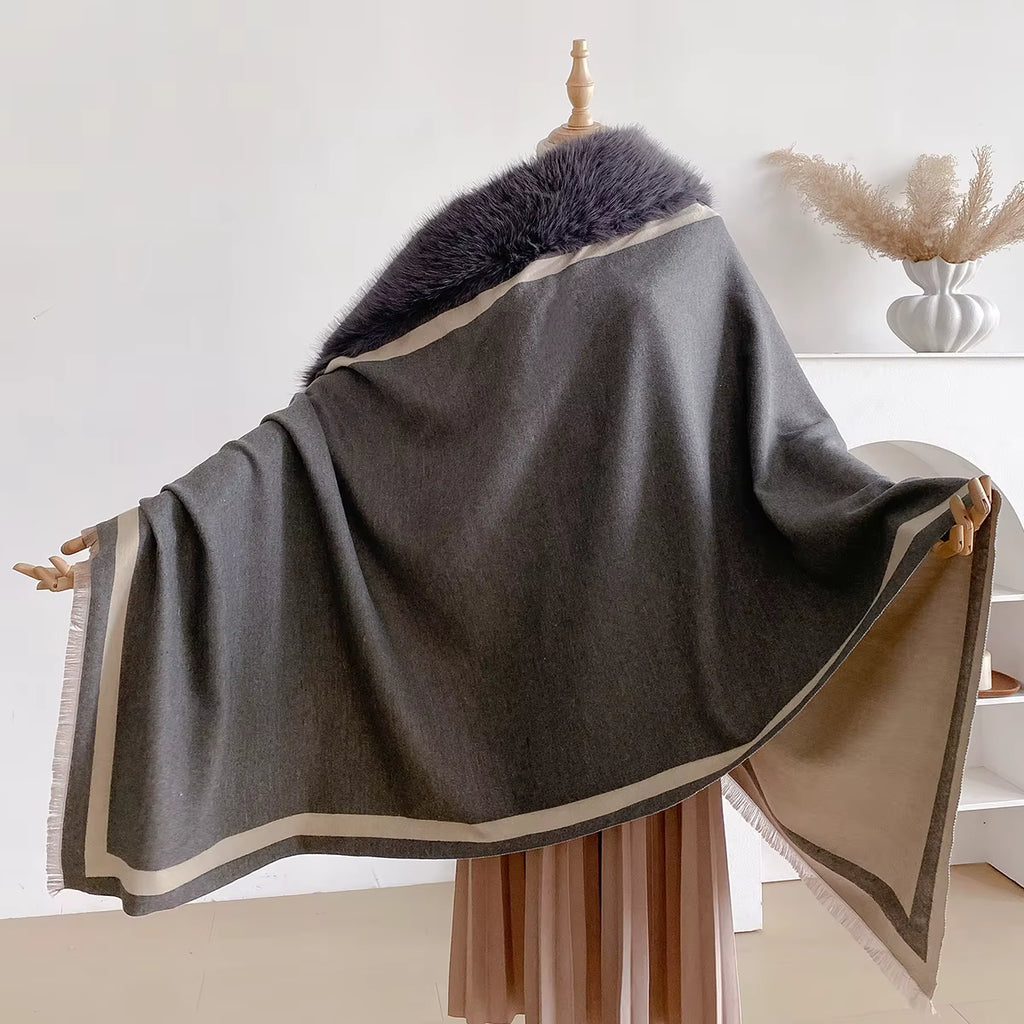 Poncho pour femme épais long chic