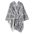 Poncho pour femme style luxueux à carreaux réversible