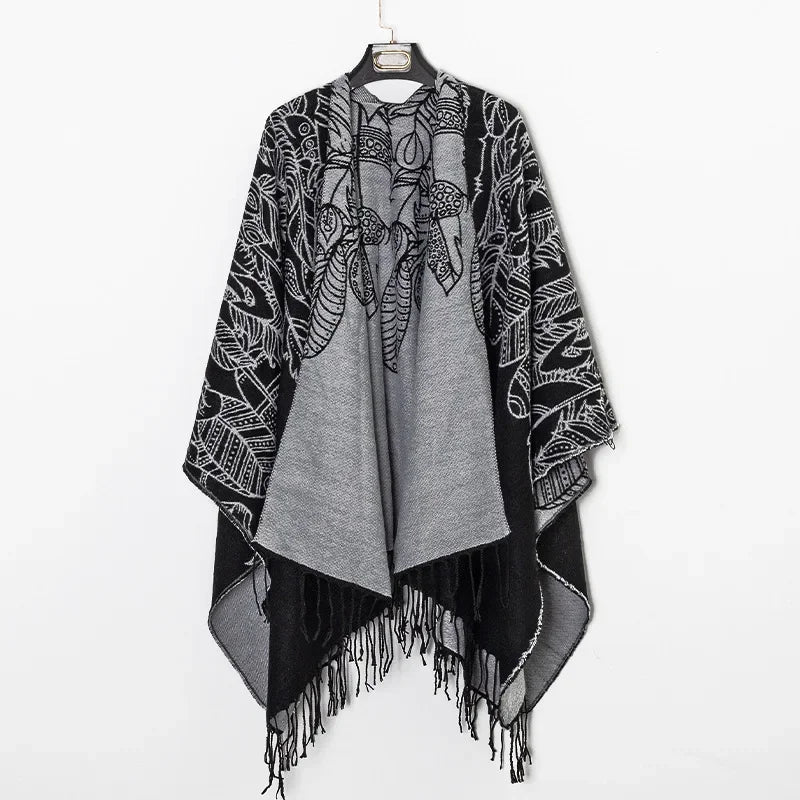 Poncho homme boho à capuche