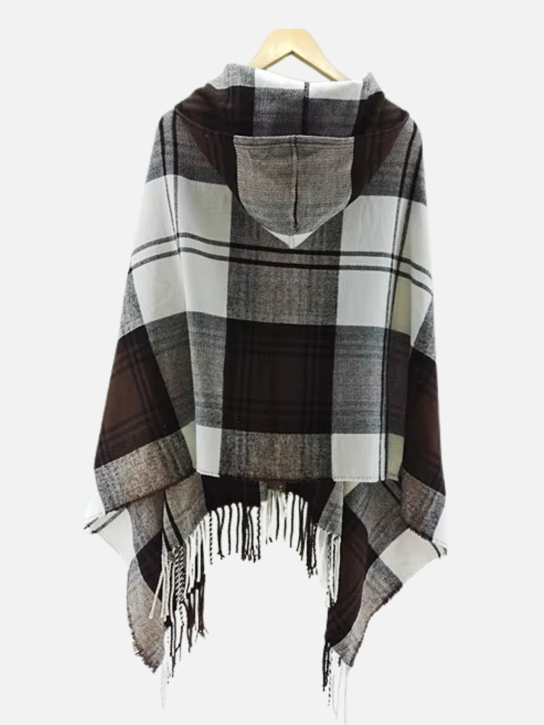 Poncho femme style maya & bohème à gros carreaux