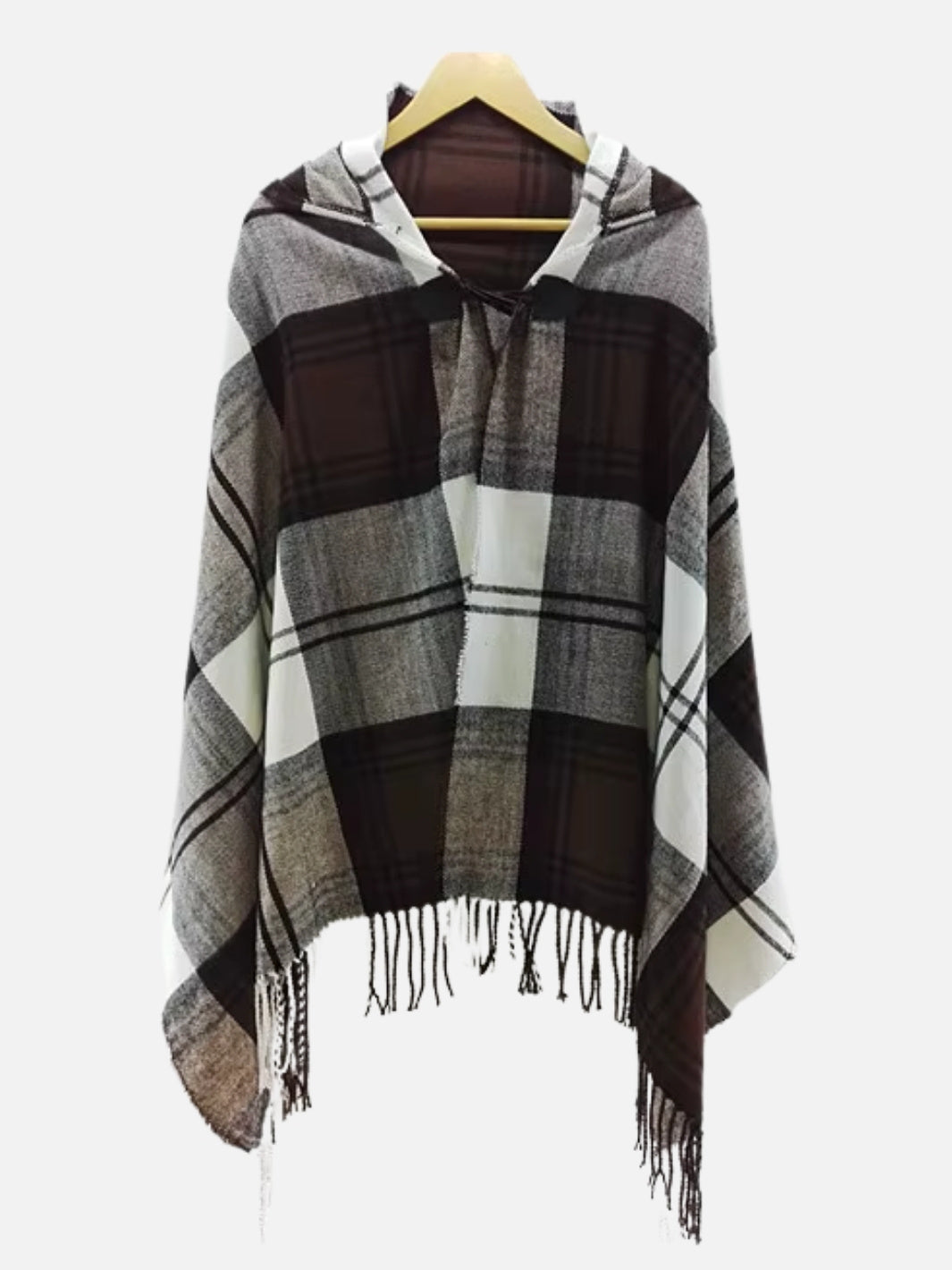 Poncho femme style maya & bohème à gros carreaux