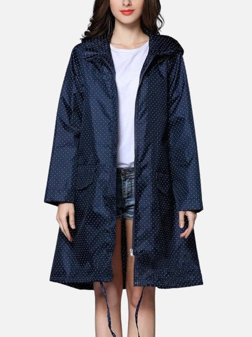 Poncho de pluie femme à points avec fermeture éclair