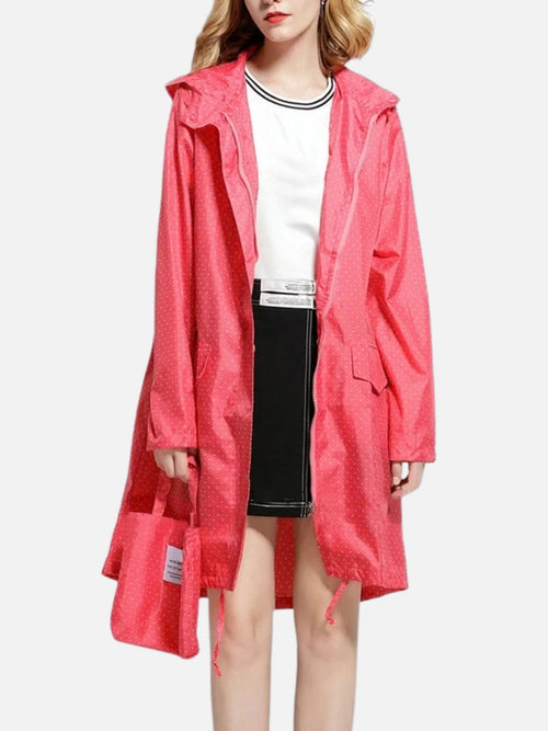 Poncho de pluie femme à points avec fermeture éclair