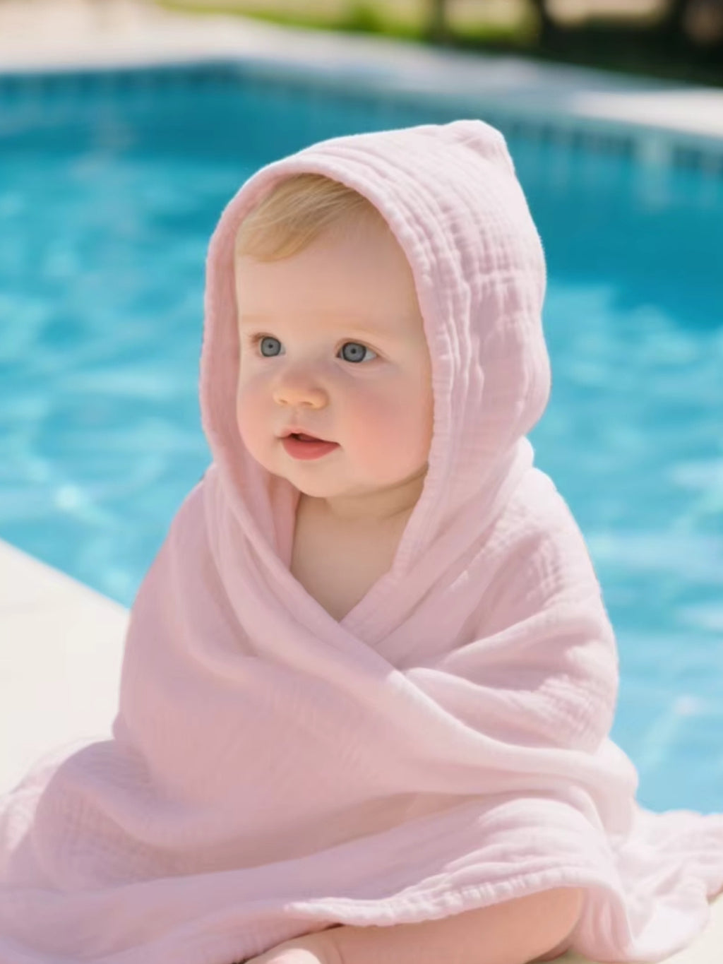 Poncho serviette de piscine en coton pour bébé