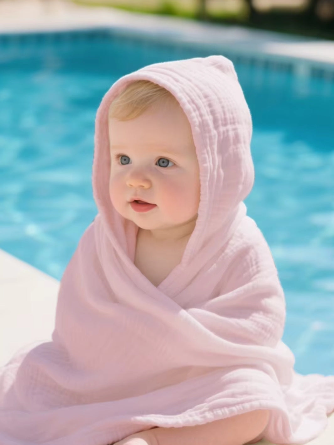 Poncho serviette de piscine en coton pour bébé