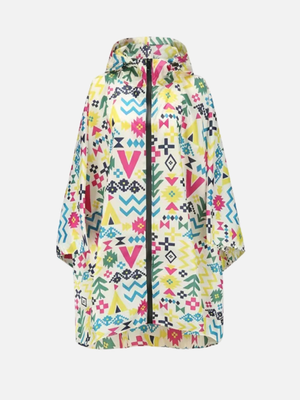 Poncho pluie femme à motif multicolore
