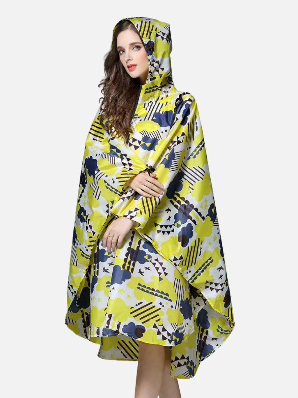 Poncho pluie jaune nuages