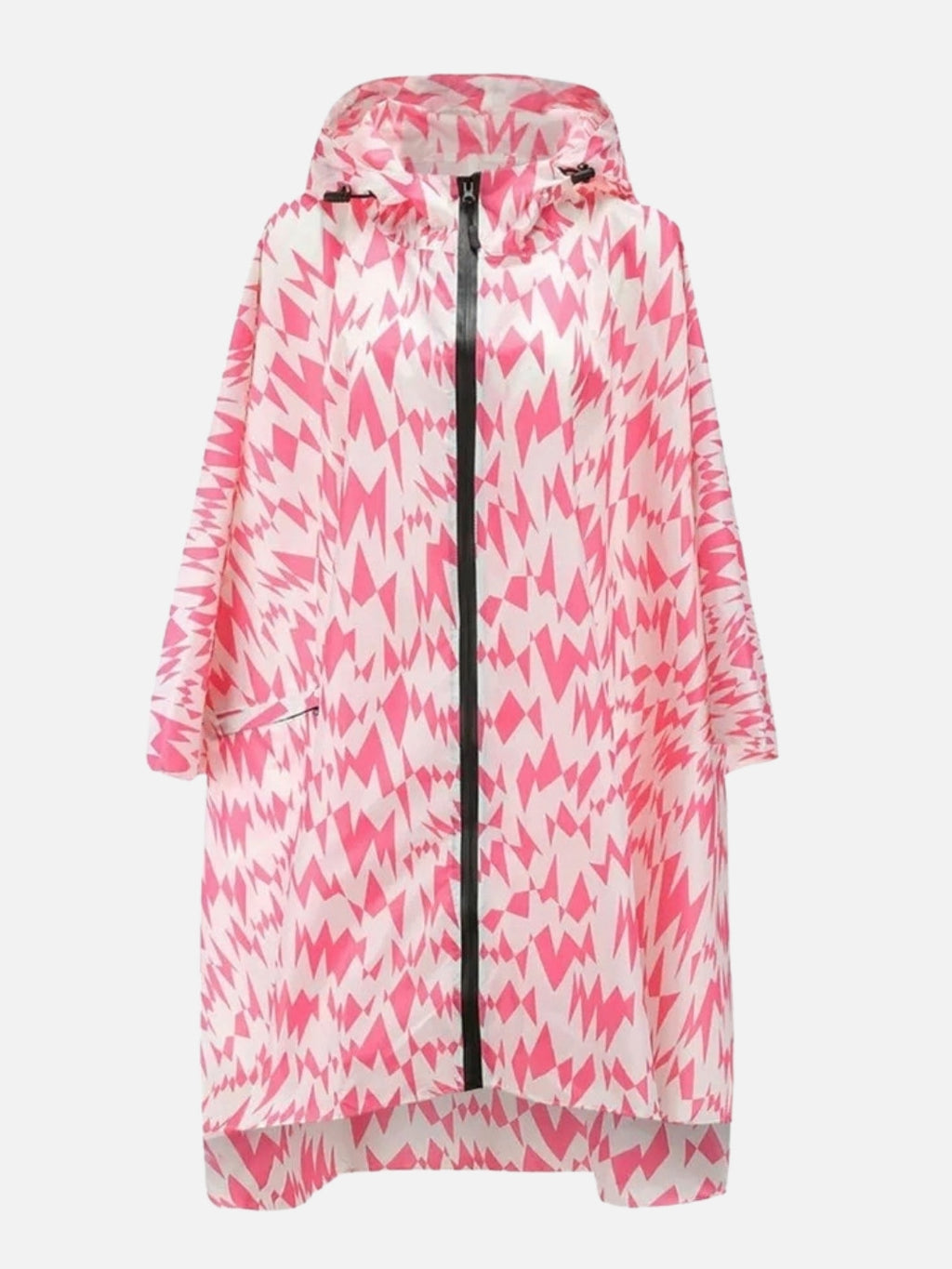 Poncho pluie femme rose-blanc