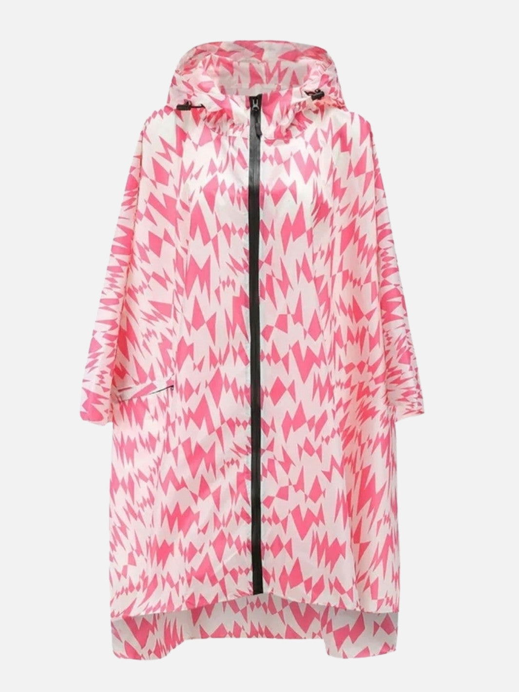 Poncho pluie femme rose-blanc